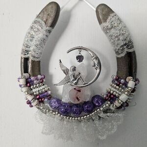 Silver and Purple Fairy Moon  Horseshoe Wall Decor